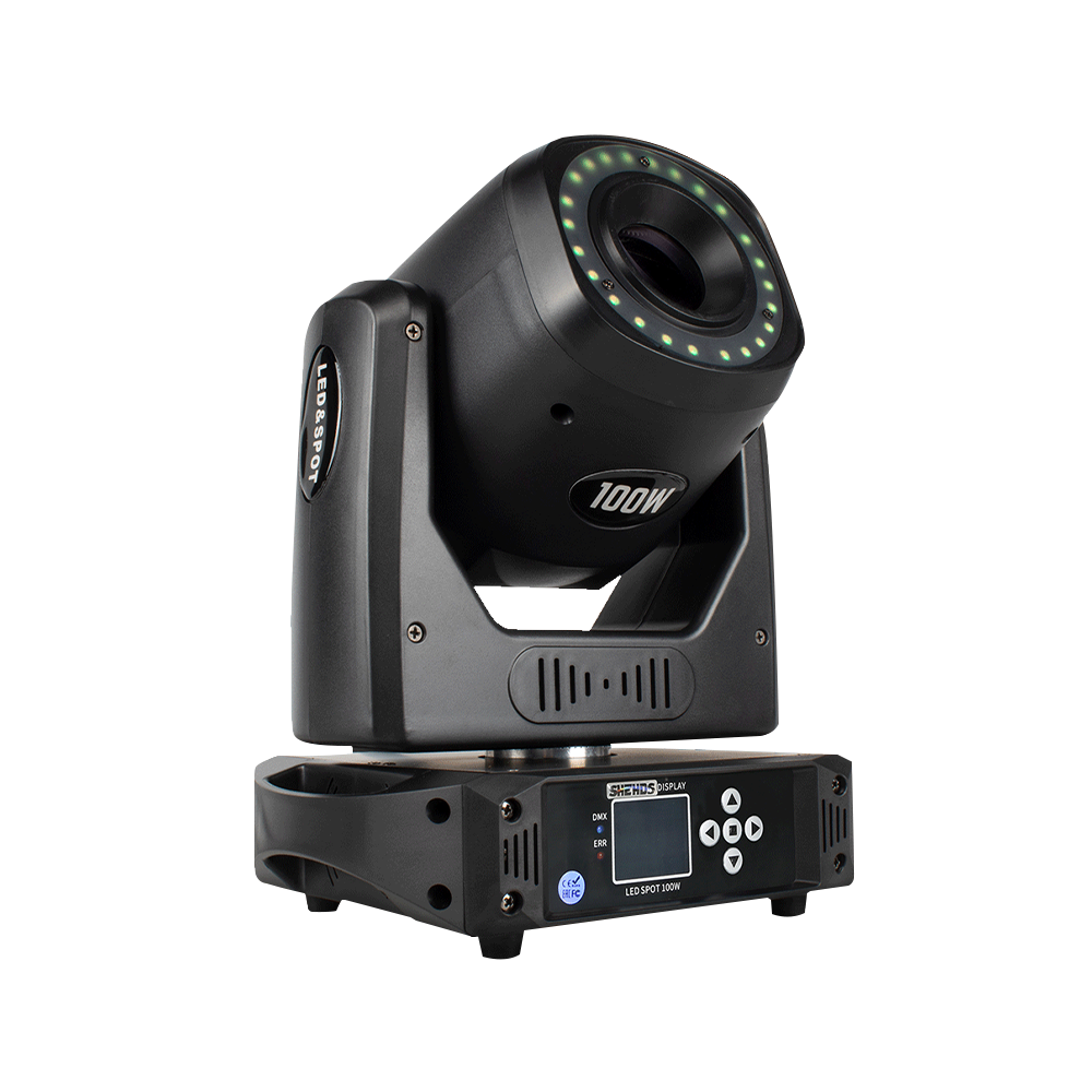 SHEHDS (6-Prisme) LED Lyres 100W Spot Gobo Éclairage de Scène Avec Anneau LED et écran LCD