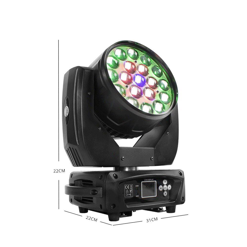 SHEHDS LED Lyres 19x15W RGBW Wash&Zoom Éclairage de Performance Théâtre Concert