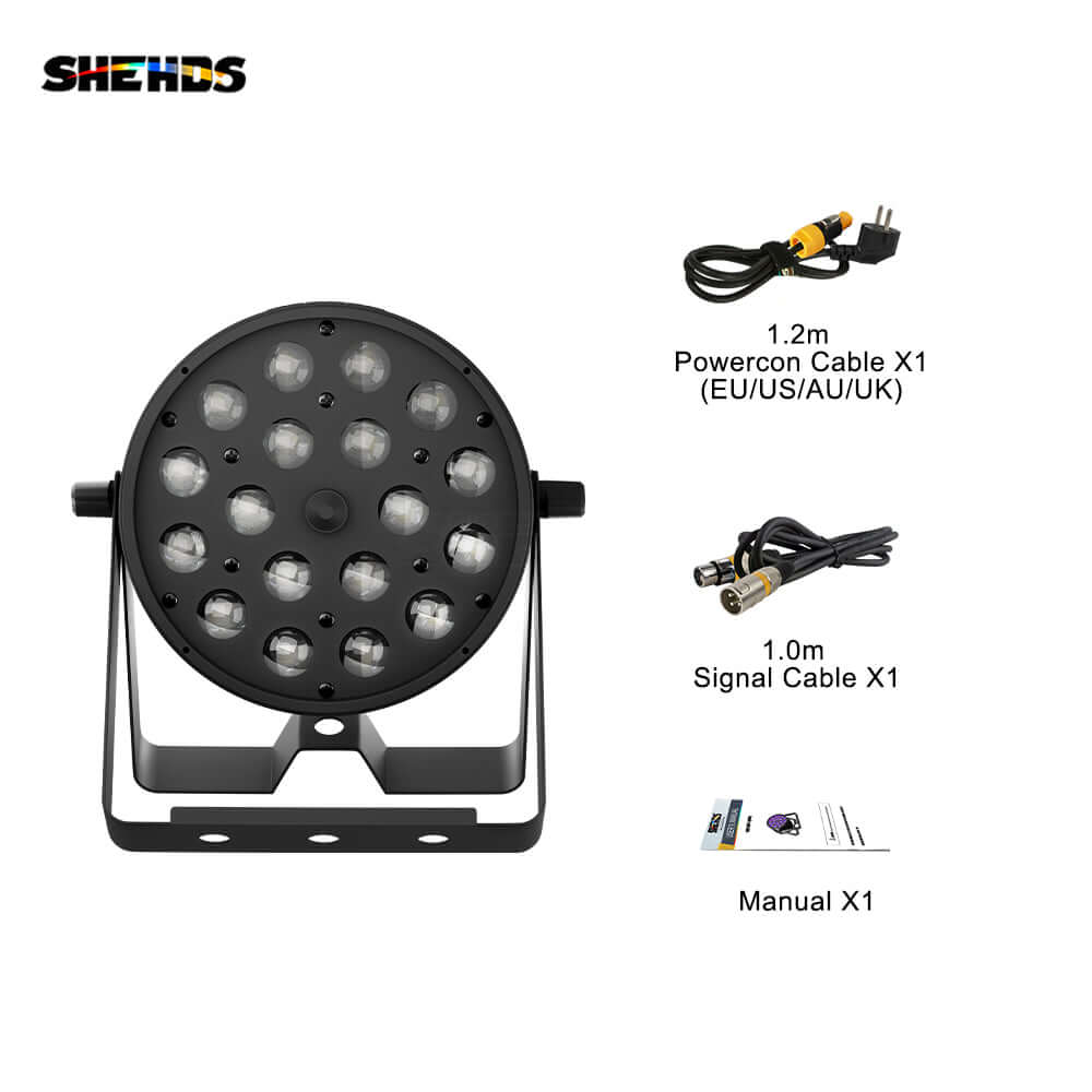 SHEHDS Nouvelle version en alliage aluminium LED Zoom&Wash 18x18W RGBWA UV 6in1 Par Éclairage de Scène DJ Club