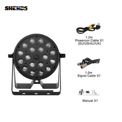 SHEHDS Nouvelle version en alliage aluminium LED Zoom&Wash 18x18W RGBWA UV 6in1 Par Éclairage de Scène DJ Club