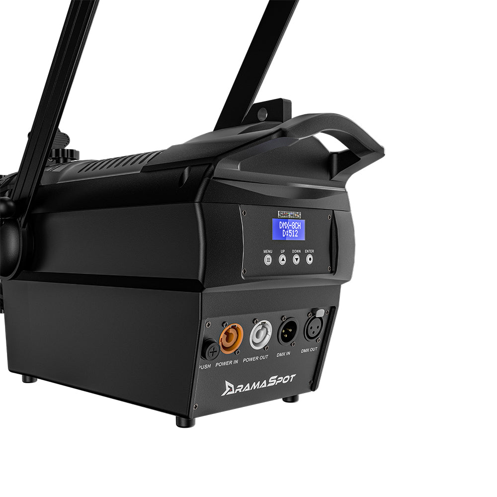 Projecteur à profil à foyer fixe LED LEKO 250W/350W - RGBWAUV/RGBLAC/RGBW/RGBL/Blanc chaud + Blanc froid | Grilles à lamelles manuelles à quatre feuilles