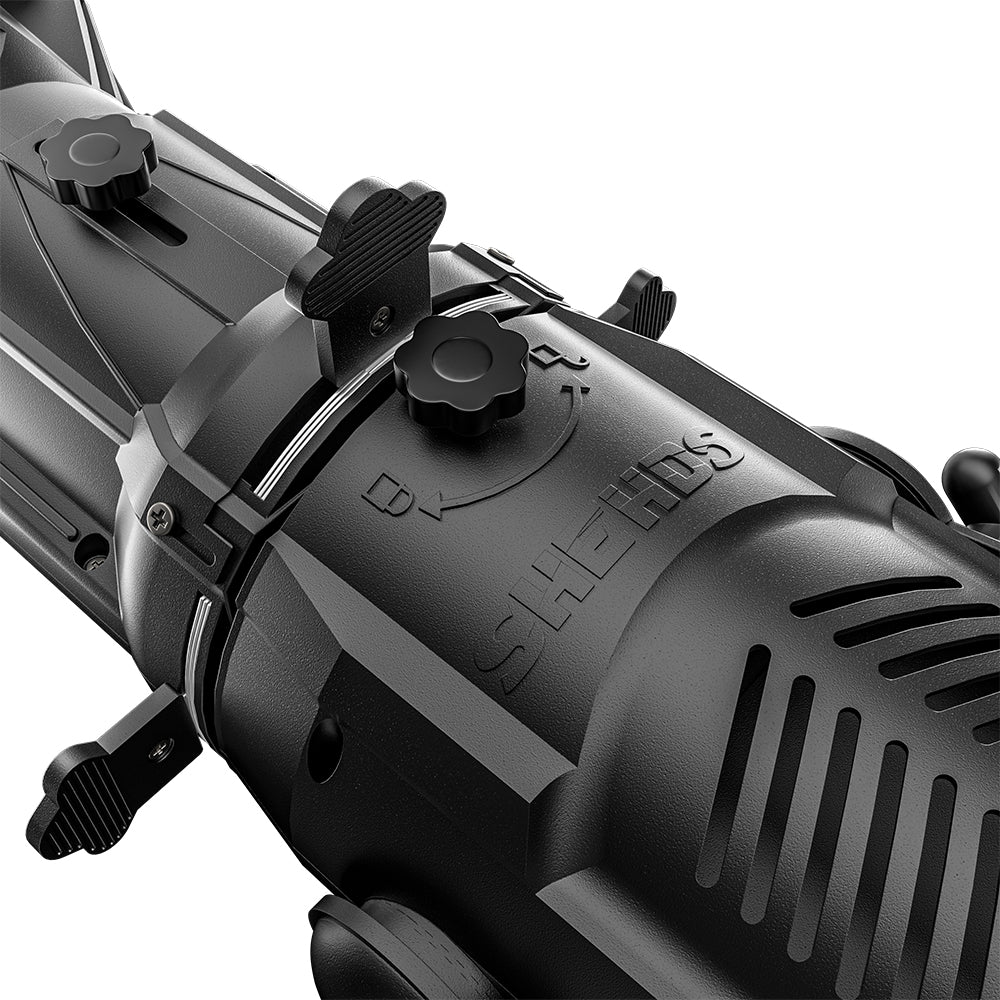 Projecteur à profil à foyer fixe LED LEKO 250W/350W - RGBWAUV/RGBLAC/RGBW/RGBL/Blanc chaud + Blanc froid | Grilles à lamelles manuelles à quatre feuilles