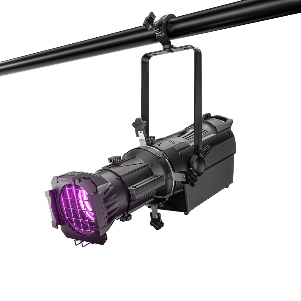 Projecteur à profil à foyer fixe LED LEKO 250W/350W - RGBWAUV/RGBLAC/RGBW/RGBL/Blanc chaud + Blanc froid | Grilles à lamelles manuelles à quatre feuilles