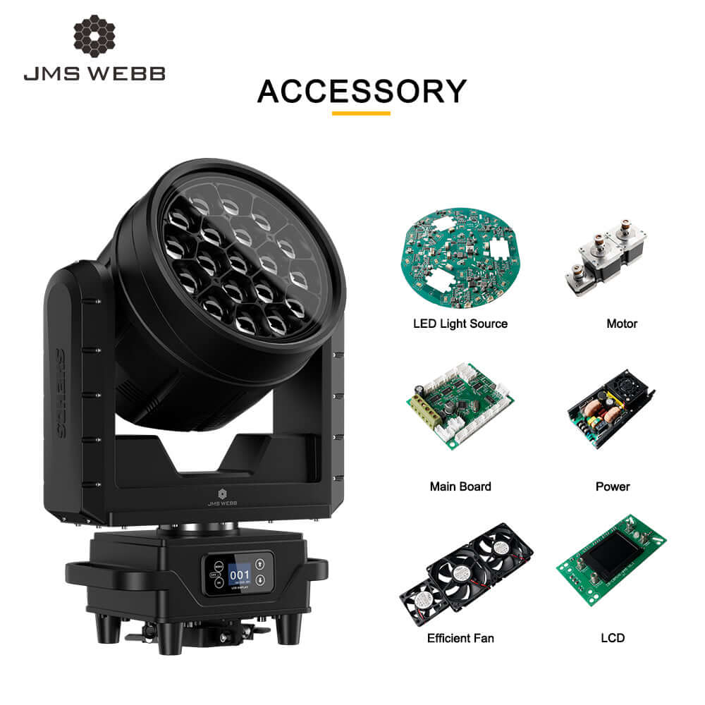 JMS WEBB Lyres 19x40W Waterproof LED Zoom&Beam&Wash RGBW Éclairage de Scène Éclairage de Performance Théâtre Concert