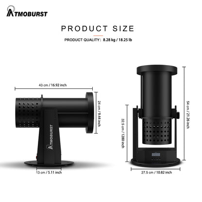 ATMOBURST Machine à confettis 1500W avec LED 12x4W RGB Angle réglable