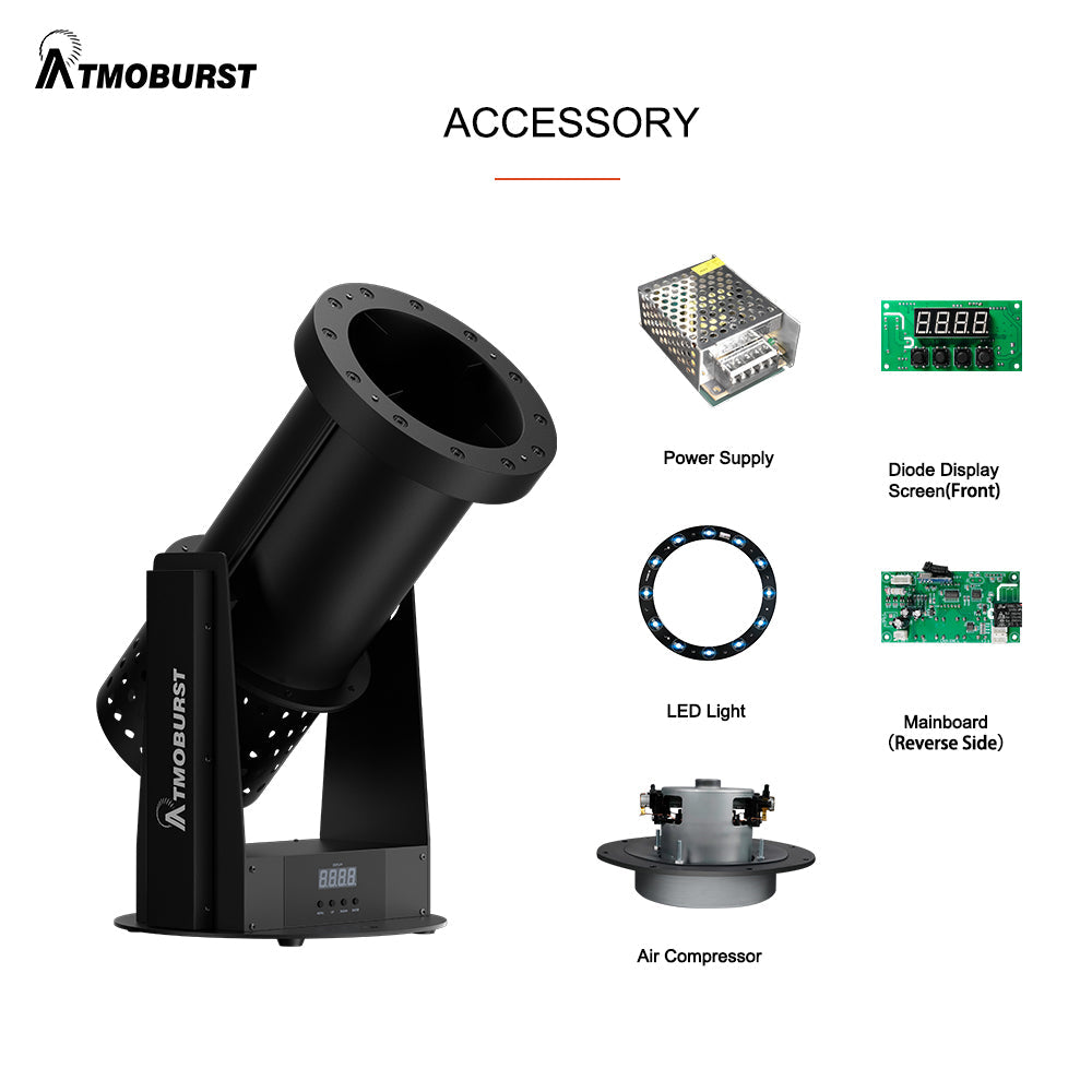 ATMOBURST Machine à confettis 1500W avec LED 12x4W RGB Angle réglable