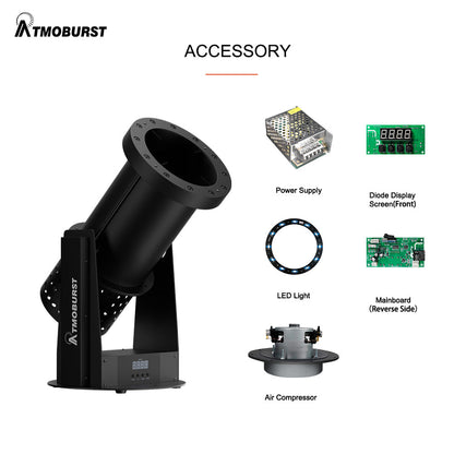 ATMOBURST Machine à confettis 1500W avec LED 12x4W RGB Angle réglable