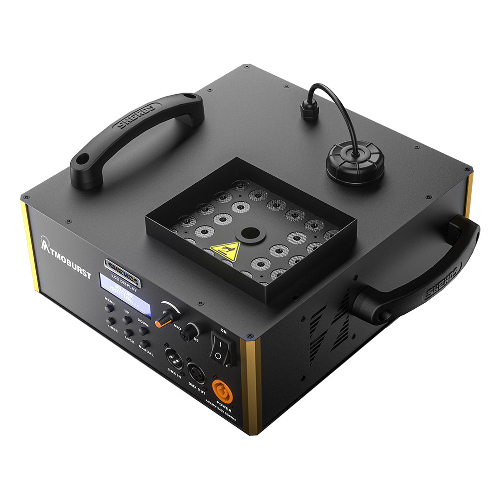 SHEHDS 1500W RGB LED Fog Machine with 24x3W Lights DMX & Remote Control Fog Effect – front product view