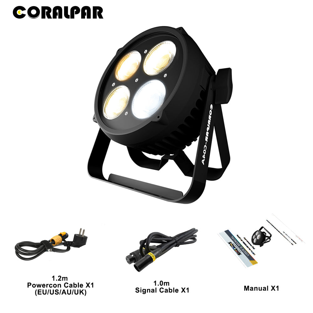 CoralPar Projecteur LED COB étanche en alliage aluminium 200W Éclairage de Scène extérieur blanc froid et blanc chaud