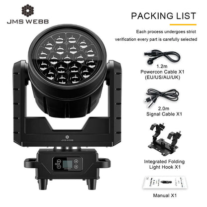 JMS WEBB Lyres 19x40W Waterproof LED Zoom&Beam&Wash RGBW Éclairage de Scène Éclairage de Performance Théâtre Concert