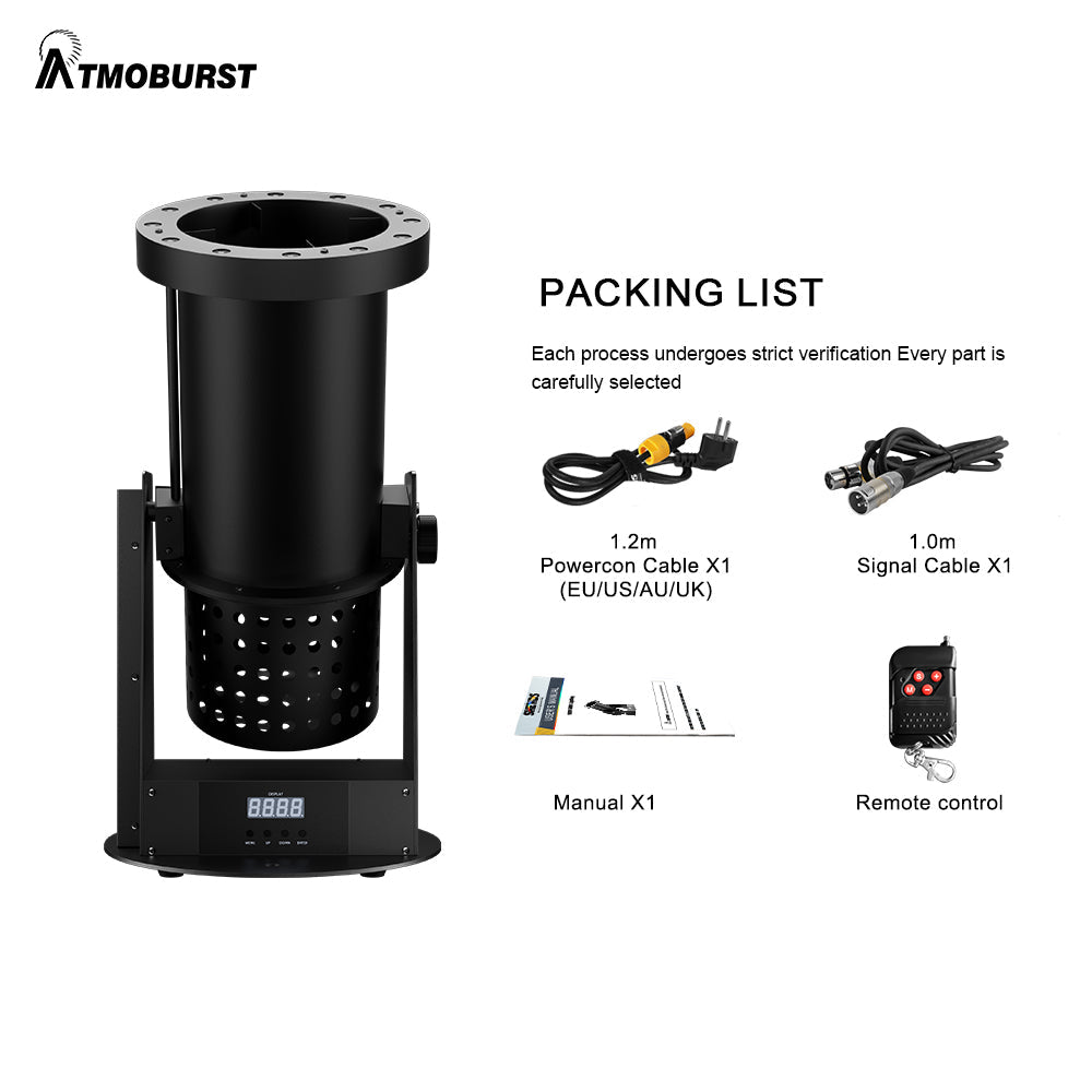 ATMOBURST Machine à confettis 1500W avec LED 12x4W RGB Angle réglable