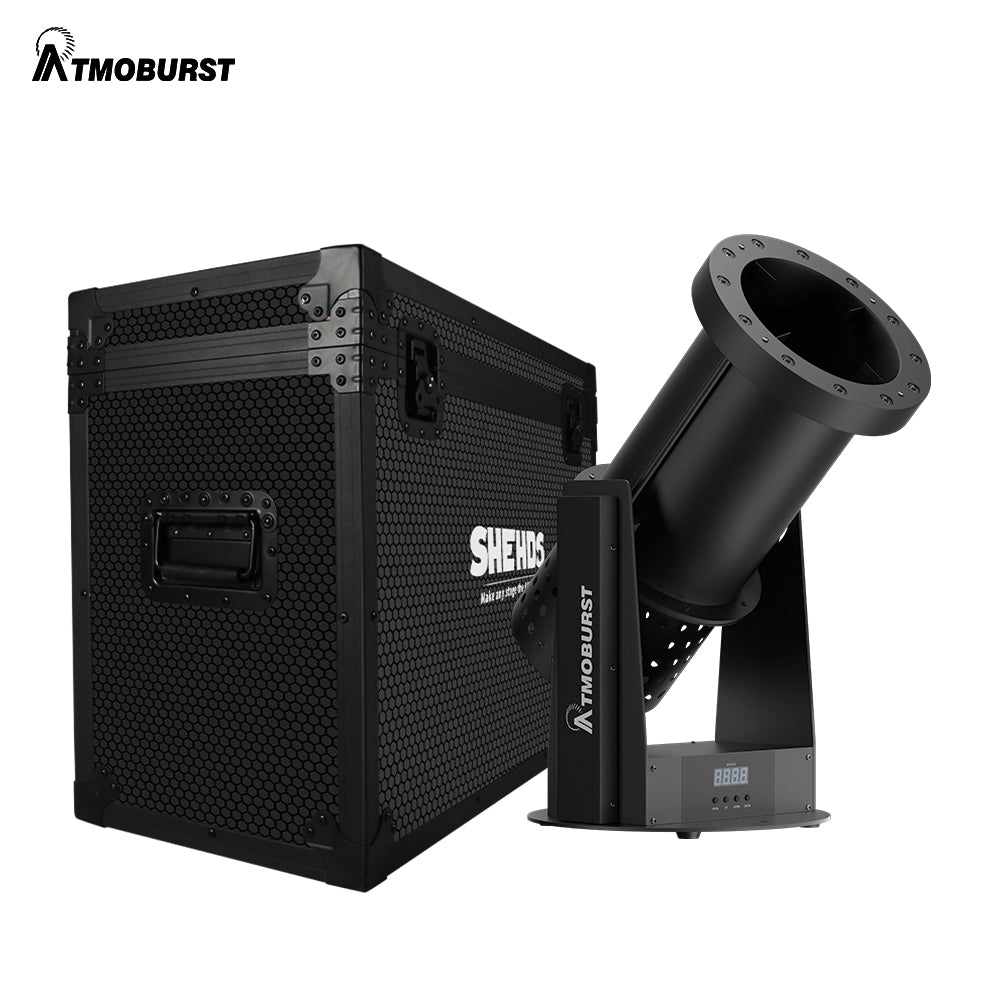ATMOBURST Machine à confettis 1500W avec LED 12x4W RGB Angle réglable