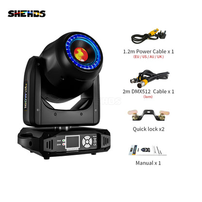 SHEHDS 8-Prisme LED Spot 160W Gobo Éclairage de Scène Avec anneau LED et écran LCD Éclairage à effets de scene DJ  Club
