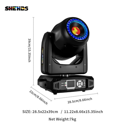 SHEHDS 8-Prisme LED Spot 160W Gobo Éclairage de Scène Avec anneau LED et écran LCD Éclairage à effets de scene DJ  Club