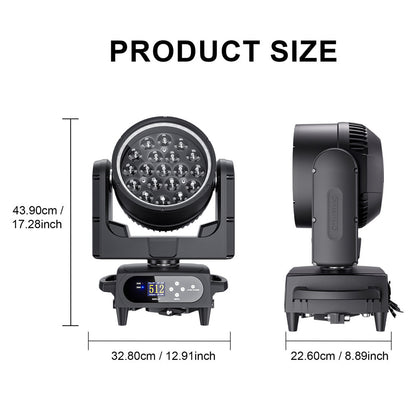 SHEHDS Lyre LED Pixel Zoom Wash IP66 de la série 19x avec contrôle via application