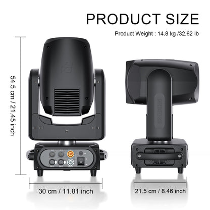 SHEHDS Lyre Beam 320W 14R avec CMY, Gobo, Double Prisme et Contrôle par APP