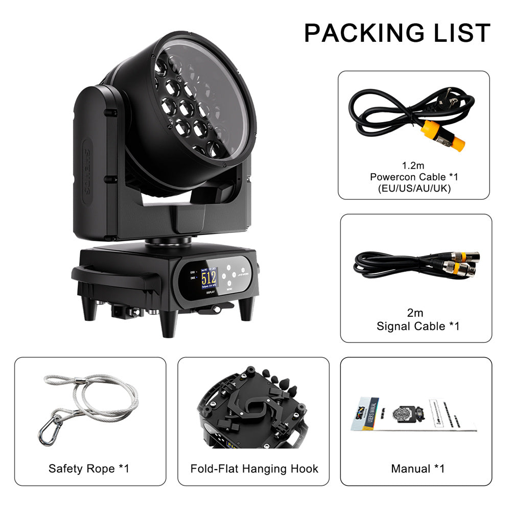 SHEHDS Lyre LED Pixel Zoom Wash IP66 de la série 19x avec contrôle via application