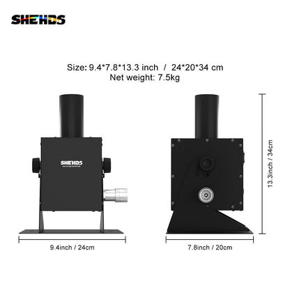 SHEHDS Machine à jet de CO2 12x3w LED RGB 3in1 injecteur de dioxyde de carbone cryogénique réglable à 90 degrés