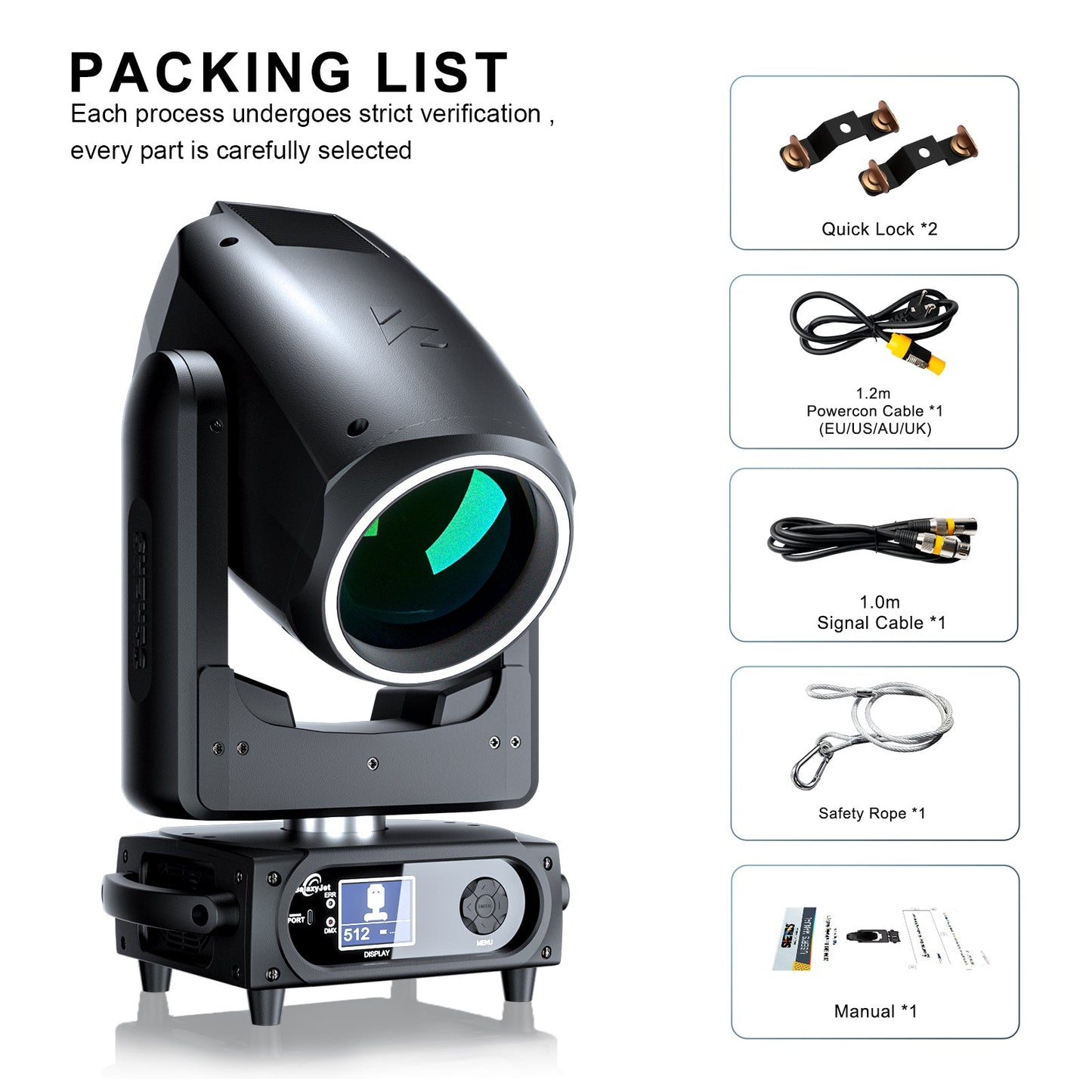 SHEHDS Lyre Beam 320W 14R avec CMY, Gobo, Double Prisme et Contrôle par APP