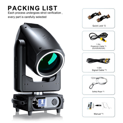 SHEHDS Lyre Beam 320W 14R avec CMY, Gobo, Double Prisme et Contrôle par APP