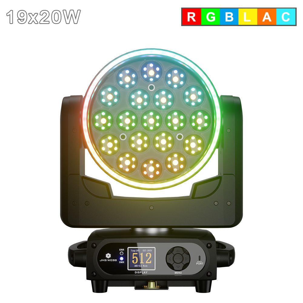 SHEHDS Lyre LED Pixel Zoom Wash de la série 19x avec contrôle via application