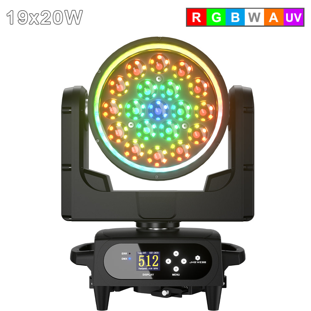 SHEHDS Lyre LED Pixel Zoom Wash IP66 de la série 19x avec contrôle via application