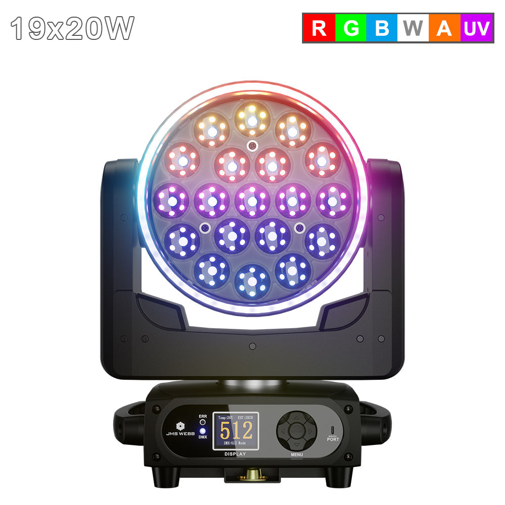 SHEHDS Lyre LED Pixel Zoom Wash de la série 19x avec contrôle via application