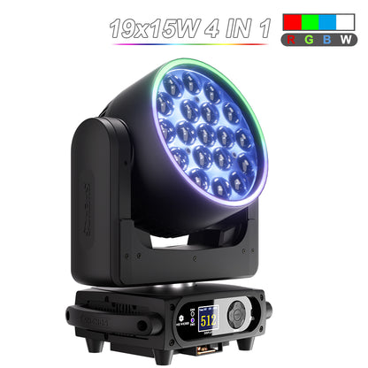 SHEHDS Projecteur LED à tête mobile 19×15 W / 20 W / 25 W Beam Wash Zoom Éclairage de scène