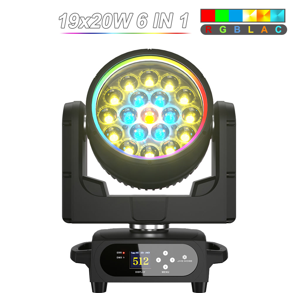 SHEHDS Lyre LED étanche IP65 19x15W / 20W / 25W à faisceau et wash avec zoom pour éclairage scénique
