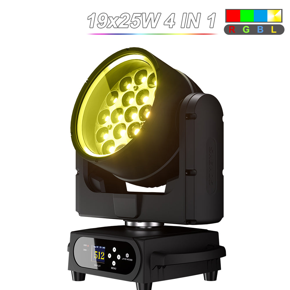SHEHDS Lyre LED étanche IP65 19x15W / 20W / 25W à faisceau et wash avec zoom pour éclairage scénique