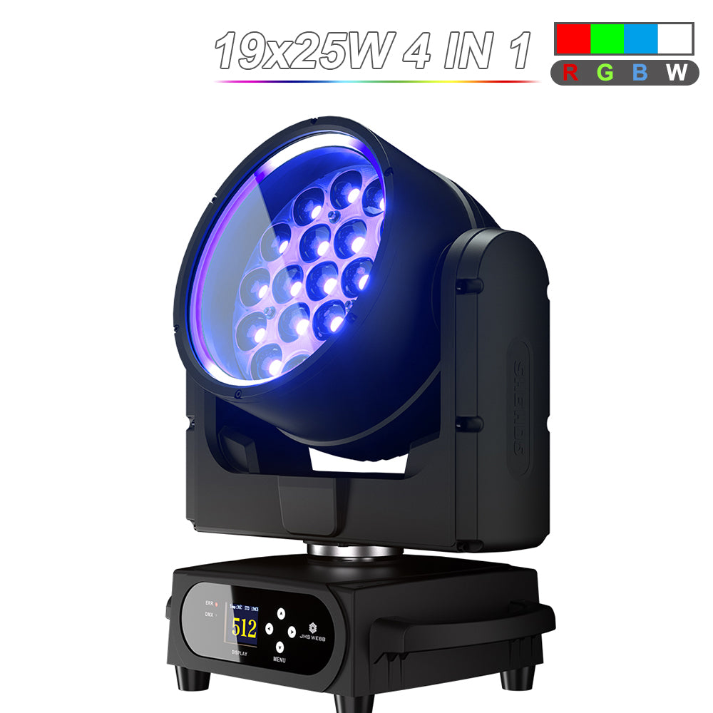 SHEHDS Lyre LED étanche IP65 19x15W / 20W / 25W à faisceau et wash avec zoom pour éclairage scénique