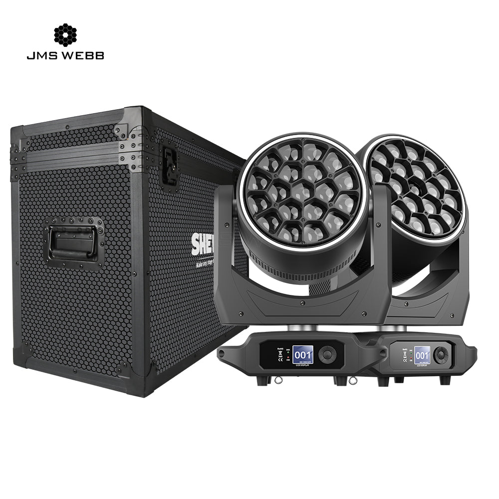 JMS WEBB LED Lyres Bee Eye 19x40W  Zoom&Beam&Wash RGBW 4in1 Éclairage de Scène avec Effets anneau Performance