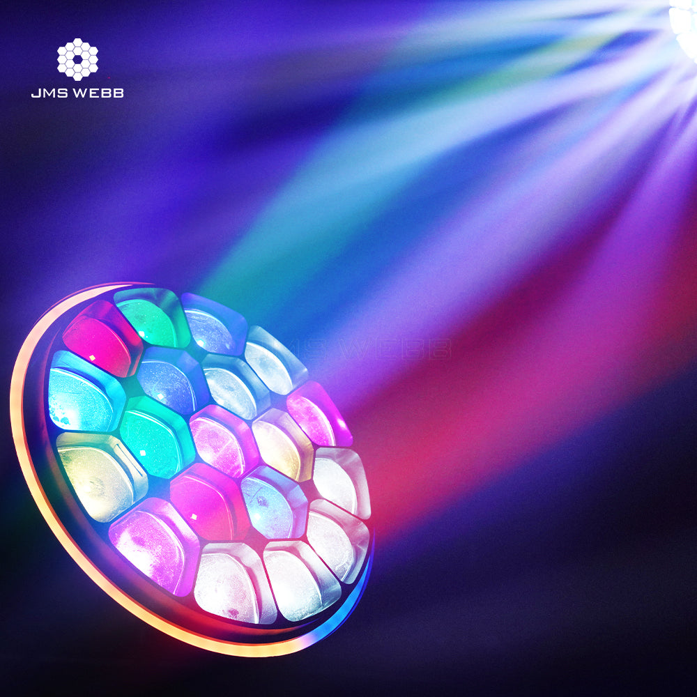 JMS WEBB LED Lyres Bee Eye 19x40W  Zoom&Beam&Wash RGBW 4in1 Éclairage de Scène avec Effets anneau Performance