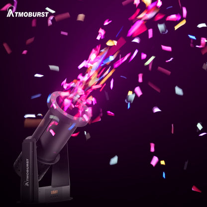 ATMOBURST Machine à confettis 1500W avec LED 12x4W RGB Angle réglable