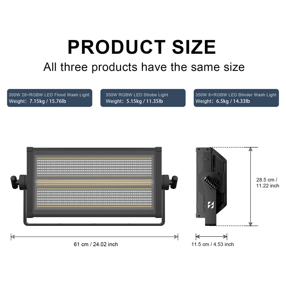 SHEHDS 350W RGBW Projecteur Wash Flood / Stroboscope LED / Blinder Wash