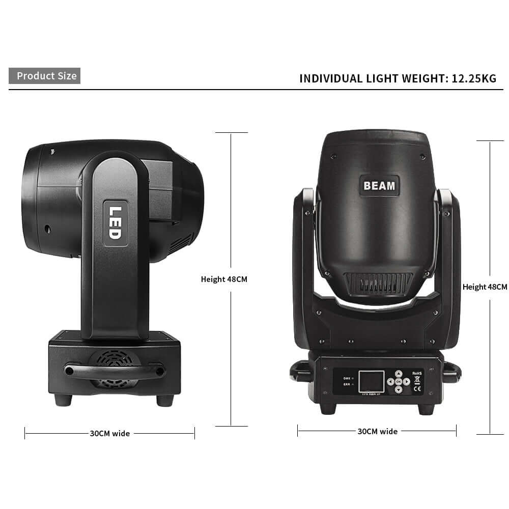 SHEHDS LED Lyres Beam 300W Éclairage Sharpy Prisme coloré Avec anneau LED Éclairage de Scène Performance