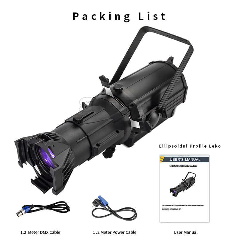 SHEHDS Projecteur profilé LED 250W LEKO blanc froid et chaud/RGBW, quatre lames, coupe manuelle Club Mariage Théâtre
