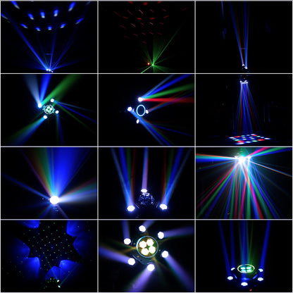 SHEHDS Projecteurs Asservis Beam LED 2/3/4/6 Bras 50W/80W/100W/120W RGBW avec Télécommande Sans Fil pour Éclairage de Scène, Soirées, Bars et DJs