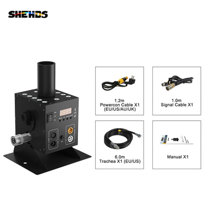 SHEHDS Machine à jet de CO2 12x3w LED RGB 3in1 injecteur de dioxyde de carbone cryogénique réglable à 90 degrés