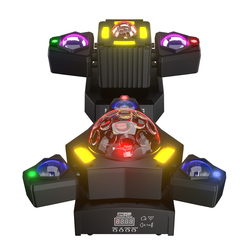 SHEHDS Projecteurs Asservis Beam LED 2/3/4/6 Bras 50W/80W/100W/120W RGBW avec Télécommande Sans Fil pour Éclairage de Scène, Soirées, Bars et DJs