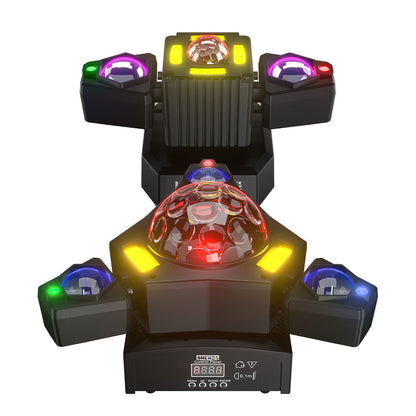 SHEHDS Projecteurs Asservis Beam LED 2/3/4/6 Bras 50W/80W/100W/120W RGBW avec Télécommande Sans Fil pour Éclairage de Scène, Soirées, Bars et DJs