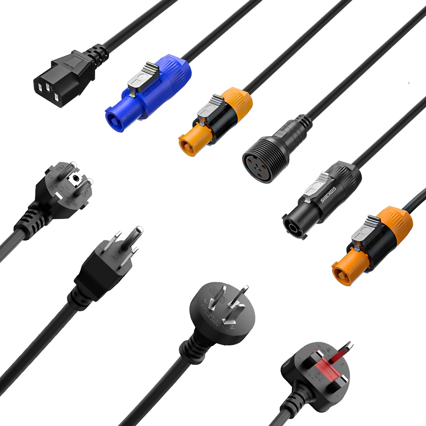 Câbles PowerCON étanches / connecteurs standard pour éclairage de scène