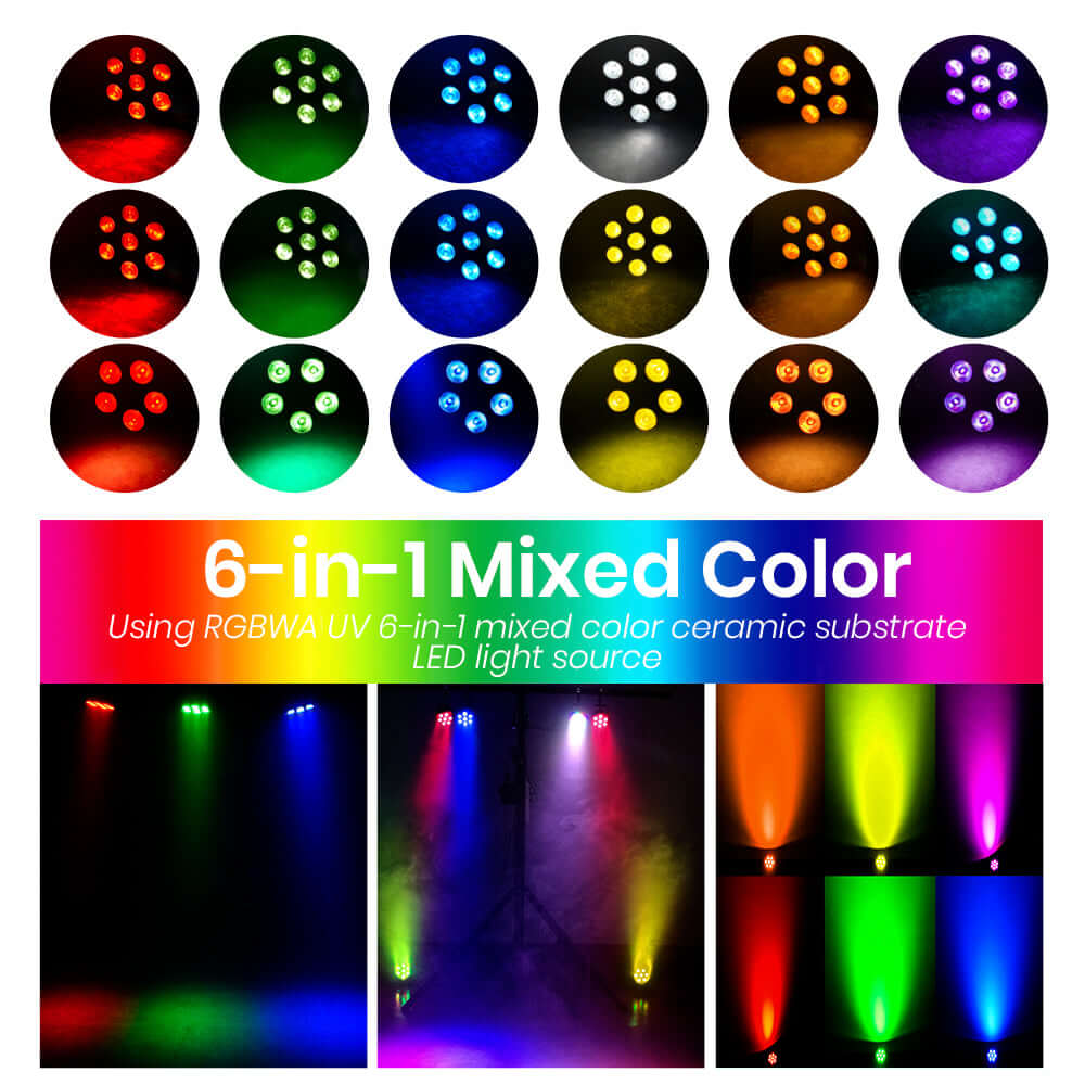 GlamoPar LED Light Series 5x12W / 7x12W 6in1 Color Mixing With Intelligent & Temp – multicolor stage lighting effect