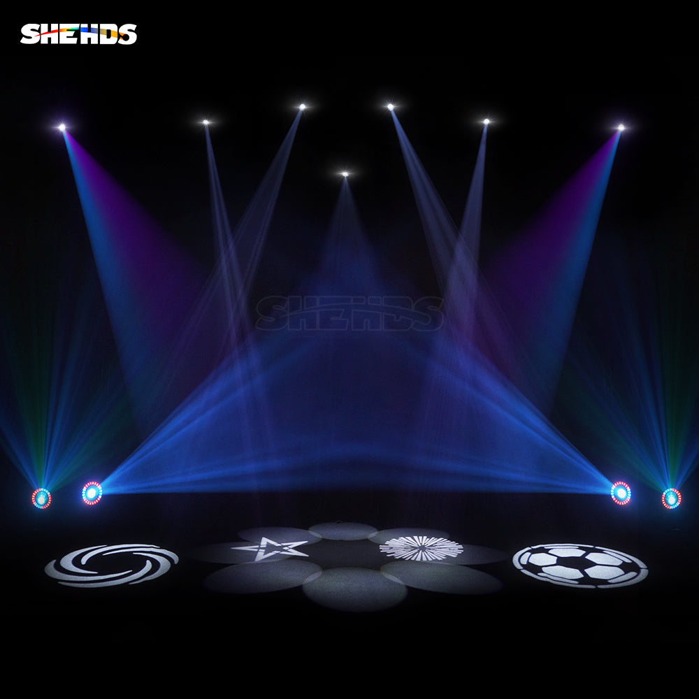 SHEHDS 8-Prisme LED Spot 160W Gobo Éclairage de Scène Avec anneau LED et écran LCD Éclairage à effets de scene DJ  Club