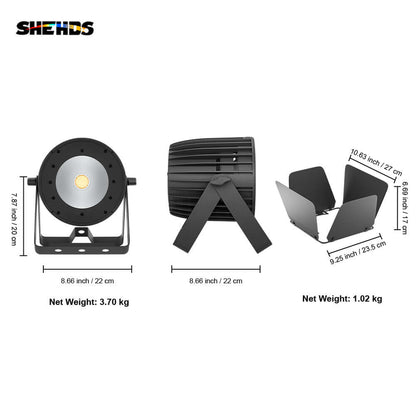 SHEHDS Nouvelle version en alliage aluminium LED 200W Blanc froid et chaud 2in1 COB Mélange de couleurs Éclairage de Scène Performance