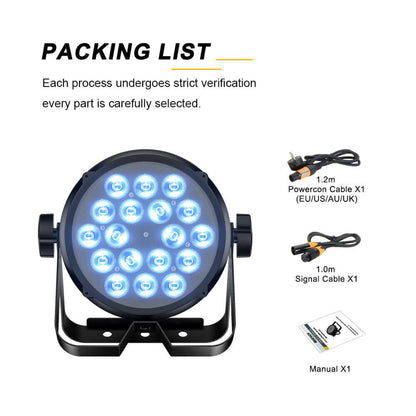 CoralPar Waterproof Alliage aluminium LED Éclairage de Scène 18x12W RGBWA+UV Par avec Fonction RDM
