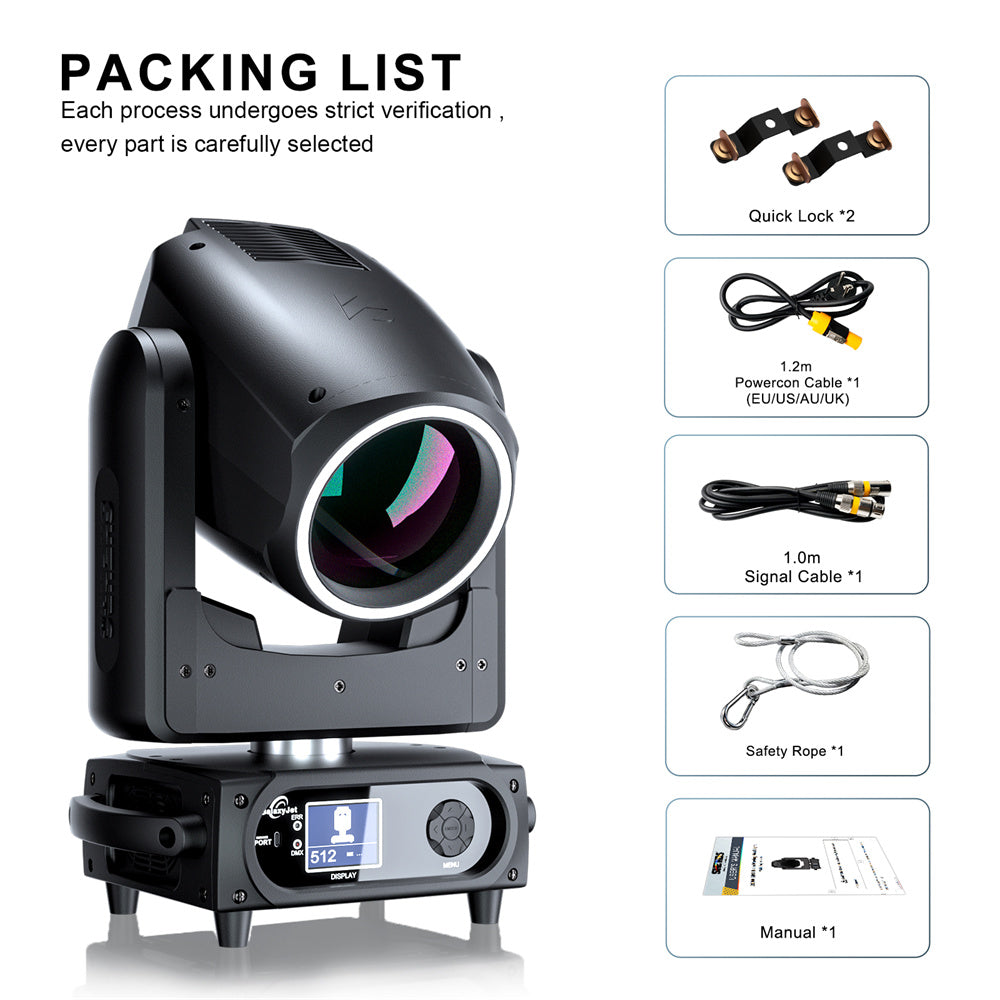 SHEHDS Lyre Beam & Spot 230W 7R avec Contrôle par APP et Double Prisme