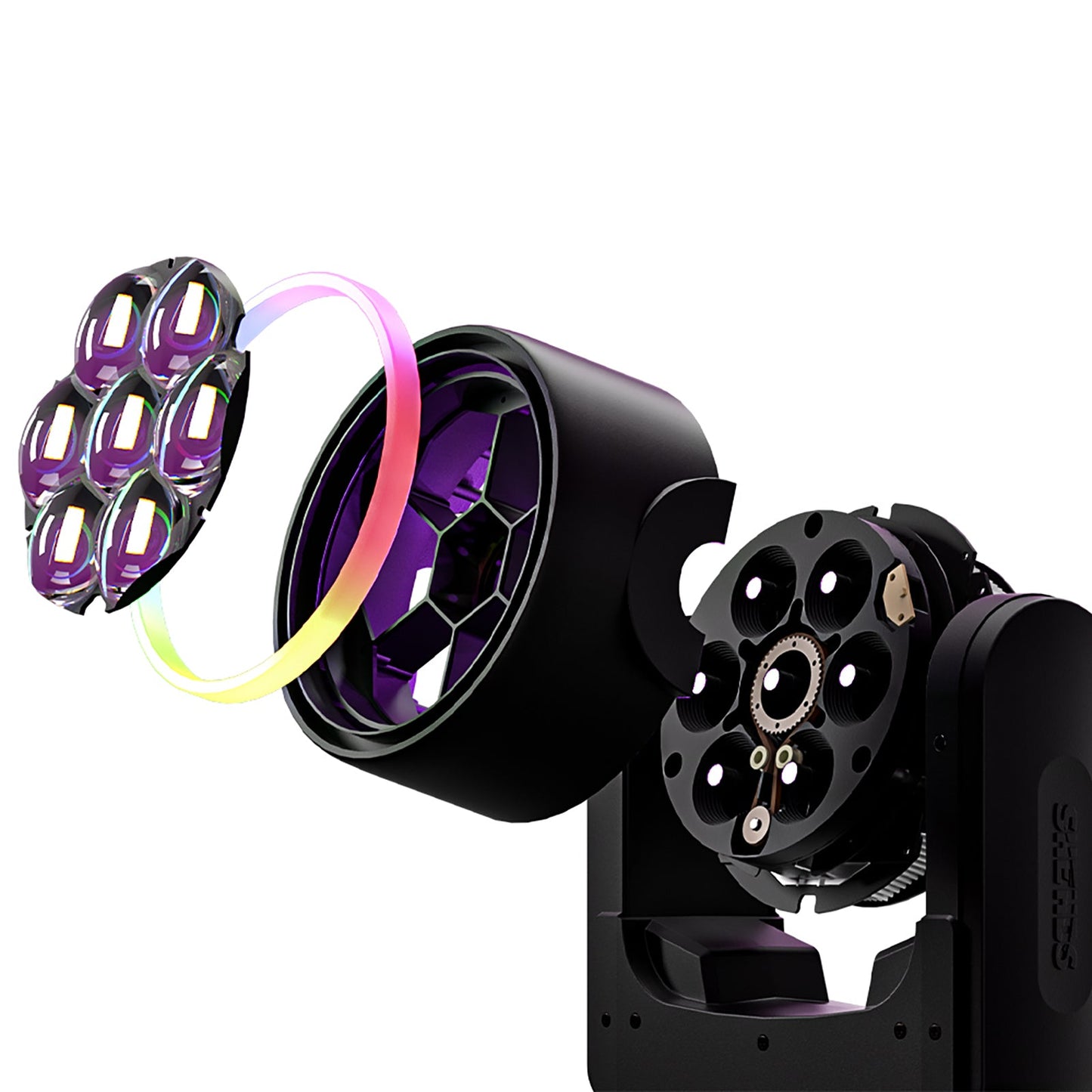 SHEHDS Projecteur asservi Bee Eye 7×40 W avec zoom et fonction wash – éclairage de scène RGBW / RGBL / RGBLAC