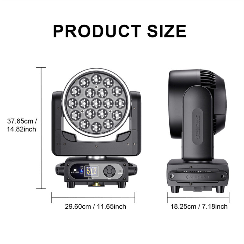 SHEHDS Lyre LED Pixel Zoom Wash de la série 19x avec contrôle via application
