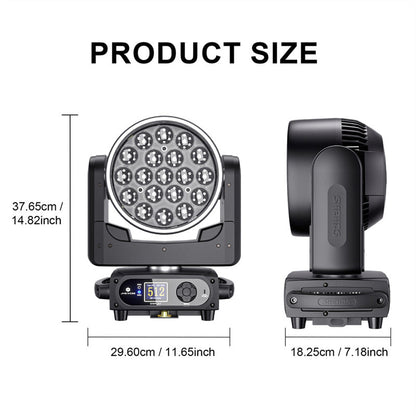 SHEHDS Lyre LED Pixel Zoom Wash de la série 19x avec contrôle via application